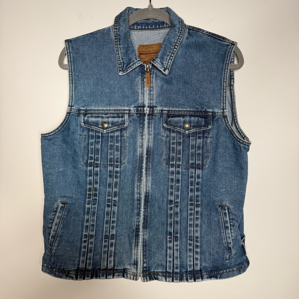 Ralph Lauren Jeans Co Zip Front Denim Vest Blue Cotton Size L
